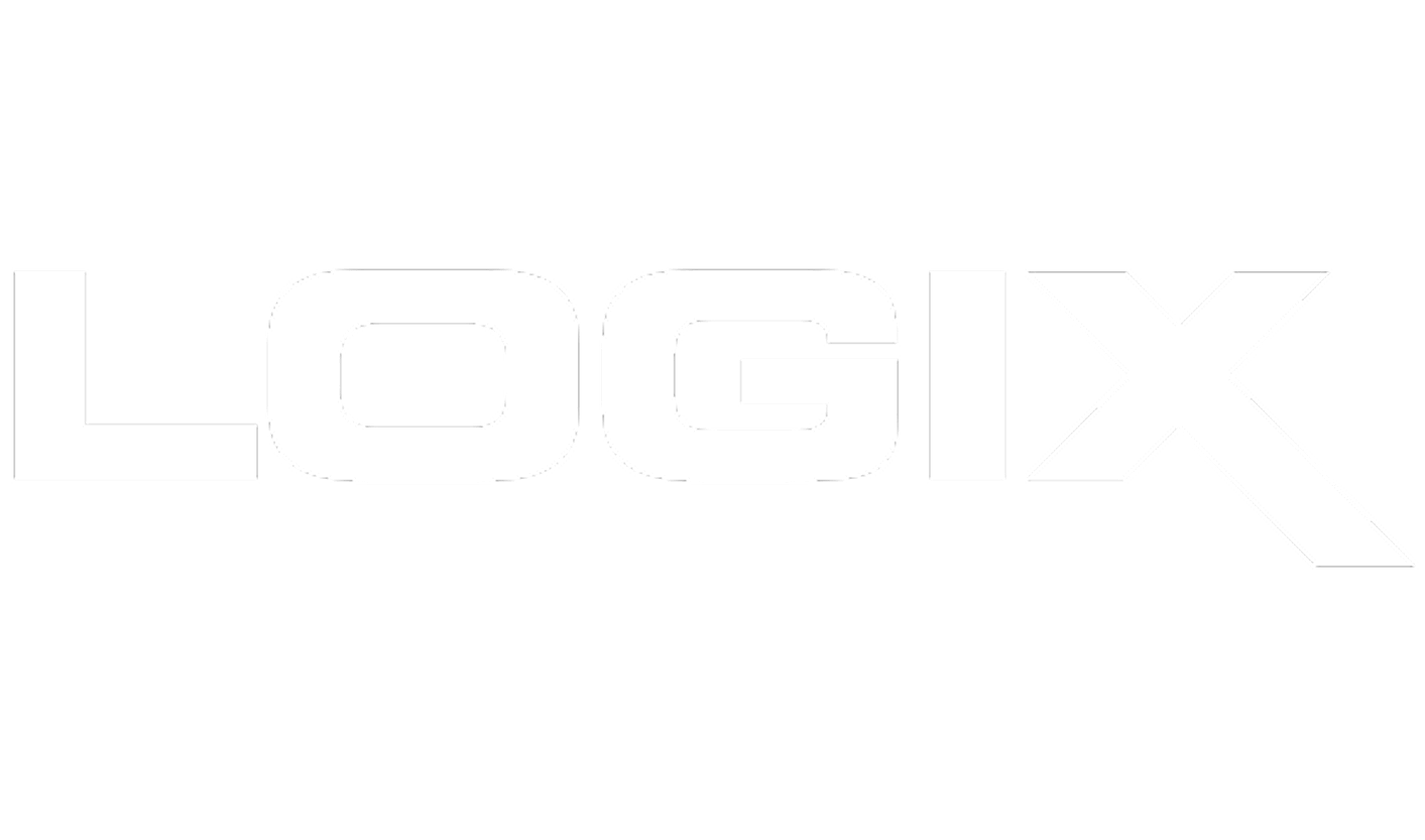 White Logix logo with bold, modern lettering on a black background.